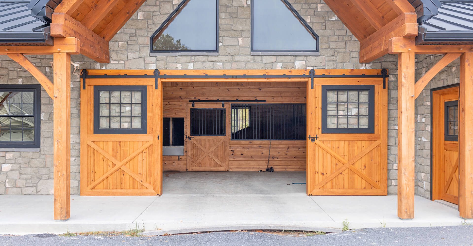 Custom, 3-ply, pine wood sliding barn doors